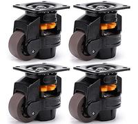 Skelang 4 Pcs Leveling Castor, 80F Workbench Castors Heavy Duty, Retractable Plate Casters with Nylon Wheels, Total Loading Capacity 2000kg