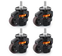 Skelang 4 Pcs Stem Leveling Machine Caster, Retractable Caster Wheel for Industrial Machine Equipment, Heavy Workbench, Movable Furniture, Total Load Capacity 2200Lbs