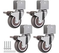 Skelang 4 Pcs Swivel Castor, U-Shaped Plate Silent Wheel 50mm, TPE Caster for Stand, Crib, Total Load Capacity 108kg