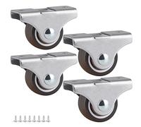 Skelang 4 Pcs Top Plate Fixed Castor, TPE Wheel, Silent Caster for Under-bed Drawer, Cabinet, Workbench, Total Capacity 45KG