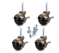 Skelang 50 mm Stem Castor Wheels, Ball Castors with Brake, Antique Swivel Casters, Replacement for Furniture, Ottoman, Cabinet, Coffee Table, 4 Pcs