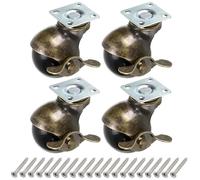 Skelang 50mm Bronze Ball Wheel 4pcs Furniture Castors Rounded Ball Castors with Brake Replacement for Furniture Sofa Chair Cabinet