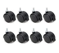 Skelang 8 Pcs Swivel Castors 40mm, Screw Thread Castor Wheels (Stem: M8×15mm), Nylon Casters Replacement for Flower Pot Shelf, Cabinets and Tables, Load Capacity 15kg Each Castor