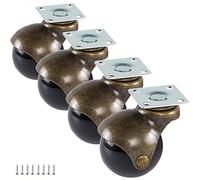 Skelang Caster Wheels Antique Brass Ball Caster Total 350lbs Capacity for Furniture Replacement (38×38mm Plate Caster)