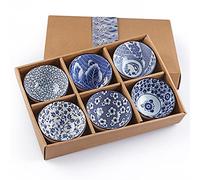 Skelang Ceramic Bowls, Japanese Pottery Bowls with Gift Box, Porcelain Serving Bowls for Rice, Soup, Dessert, Snack, 300ml/10 Oz, Set of 6