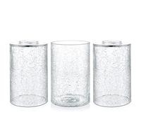 Skelang Crackle Lip-Less Glass Lamp Shade, Cylindrical Light Cover with Fitter Opening, Replacement for Chandelier, Pendant, Bathroom Vanity Light, 3 Pcs
