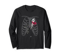 Skelanimals Vintage Faded Chest X-Ray Lightning Heart Logo Long Sleeve T-Shirt