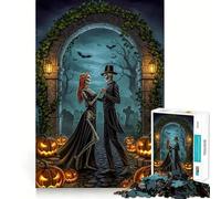 Skeletal Couple Dancing in Halloween Graveyard Teenagers 1000 Piece Jigsaw Puzzle Strong Logic Toy Leisure Fun Clear Edge Art Collectible 50x75cm