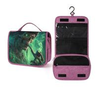 Skeletal Pirate with One Glowing Eye Travel Toiletry Bag for Women,Hanging Makeup Organizer with Hook for Shampoo