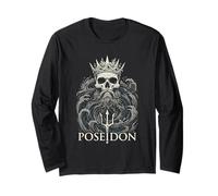 Skeletal Poseidon Sea God Greek Mythology Nautical Long Sleeve T-Shirt