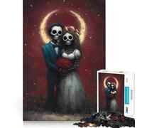 Skeletal Wedding Couple with Red Roses 1000 Piece Jigsaws for Adults Puzzle Mental Logic Toy Stress Free Firm Cut Amazing Present 38x52cm