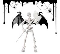 Skeleton Action Figure - 13cm Movable Articulated Model for Halloween Fun, Creative Play with Realistic Pose Function, Desktop Decoration for Photography, Home, Bookshelf Nightstand, White
