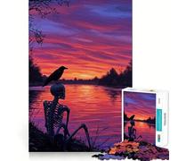 Skeleton And Crow at Sunset 1000 Piece Jigsaw Puzzles for Adults Pure Logic Toy Soothing Fun Sharp Cut Amazing Present 38x26cm
