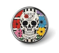 Skeleton And Flower Black And White Brooch with Button Design, Funny Backpack Pins for Women, Personalized Brooch Pins for Men, Round Badge for Hat, Cute Badge Holders for Activity