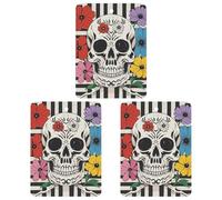 Skeleton And Flower Black And White Car Air Freshener, 3 Pcs Square Hanging Air Freshener Cards, Long Lasting Fragrance Scented Cards for Car, Home, Office White-style