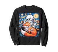 Skeleton And Fox Under Starry Sky Van Gogh Sweatshirt