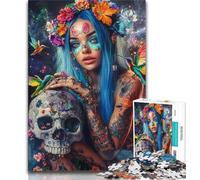 Skeleton And Girl Jigsaw Puzzles for Teenagers 1000 Piece,for Educational Game Challenge Toy Unique Home Decor And Gifts 38x26cm