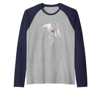 Skeleton and Glowing Red Eye Human Skeleton Halloween Skull Raglan Baseball Tee