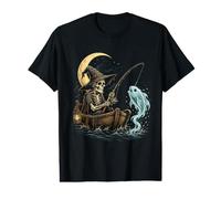 Skeleton Angler Ghost Fish Halloween Fishing Witch Hat Value Graphic T-Shirt