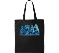 Skeleton Animals Playing Rock Band Natural Ecological Cotton Tote Bag Black
