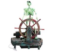 Skeleton Aquarium Decorations - At the Wheel, Vented Shipwreck Pirate Theme Statue, Detailed Sunken Mariner Figurine, Safe Structure Made of Synthetic Material | Aquatic Decoration for Aq