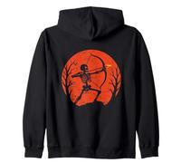 Skeleton Archer Halloween Moon Zip Hoodie