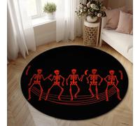Skeleton Area Rug, Halloween Spooky Bones Hands Halloween Black Low Pile Foam Aesthetic Circle Home Floor Carpet Rugs for Living Room Bedroom Dining Desk Office Decor 5' X 5'