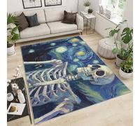 Skeleton Area Rug - Starry Sky Skeleton Rug for Kids Bedroom, Oil Painting Gothic Rugs for Living Room, Home Decor Carpet for Children's Room Dormitory Decor Floor Mat 50x80cm