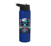 Skeleton Astronaut Galactic Skull Cool Funny Space Art Stainless Steel Insulated Water Bottle
