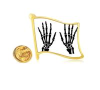 skeleton b human hand black pattern Golden Metal Flag Lapel Pin Badge