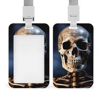 Skeleton Badge Holder with Lanyard - Waterproof Hard Plastic ID Card Holder Professional Name Tag Vertical ID Card Name Badge for Office Nurse Doctor Teacher