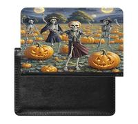 Skeleton Ball Pumpkin Field Passport Holder with Card Slots Portable Passport Cover Compact Waterproof Passports Protector