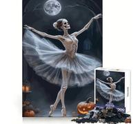 Skeleton Ballerina Halloween Night Jigsaw Puzzles for Teenagers 1000 Mind Exercise Toy Home Activity Precision Cut Wall Art Decor 38x26cm