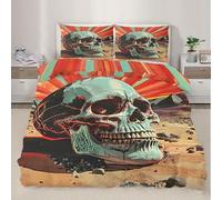 Skeleton Bedding Set Single Gothic Skull Duvet Cover Set 2Pcs Bohemian Style Comforter Cover for Kids Boys Girls Teens Room Decor Quilt Cover,1 Pillowcases