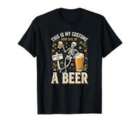 Skeleton Beer Halloween This is My Costume Funny T-Shirt