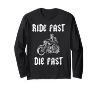 Skeleton Biker Dad Ride Fast Die Fast Men Women Long Sleeve T-Shirt
