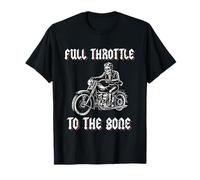 Skeleton Biker Motorcycle Dad Full Throttle To The Bone T-Shirt