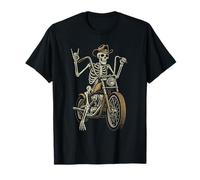 Skeleton Biker Rock Horns, Vintage with Cowboy Hat T-Shirt