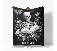 Skeleton Blanket Warm Plush Halloween Horror Gothic Skull Flannel Throw Blankets Super Soft Fleece Cozy Fuzzy Stuffed Blanket Halloween Goth Skull Gifts for Kids Teens Adults Room Decor 40"X50"