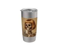 Skeleton Bob Haircut Drinking Coffee Funny Stainless Steel Insulated Tumbler