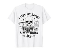 Skeleton Boba Tea I Like My Books Spicy and My Boba ICY T-Shirt