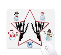 Skeleton Bone Human Hand Black Pattern Christmas Snowman Family Star Mouse Pad