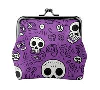 Skeleton Bone Print Exquisite Versatile Kiss Lock Coin Purse Cute Small Zipper Wallet for Coins Cards