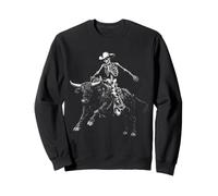 Skeleton Bull Riding Rodeo Funny Goth Gothic Halloween Sweatshirt