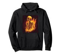 Skeleton Burns in Flames and Fire for Bones Lovers Pullover Hoodie