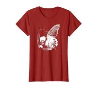 Skeleton Butterfly Skull Butterfly Horror Skull Art T-Shirt, Women, Cranberry Red, X-Small