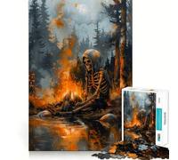 Skeleton by The Fire 1000 Pieces Jigsaw Puzzles for Adults Recall Upgrade Stress Relief Tight Cut Santa Wish Pick 38x26cm