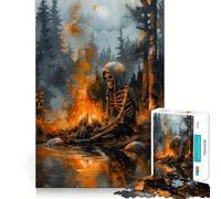 Skeleton by The Fire 1000 Pieces Jigsaws Adults Puzzles Gifts Fine Logic Toy Gentle Leisure Neat Edge Lovely Gift 38x52cm