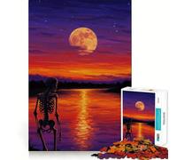Skeleton by The Lake at Sunset 1000 Pieces Jigsaw Puzzles for Adults Recall Upgrade Stress Relief Tight Cut Santa Wish Pick 50x75cm