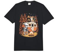Skeleton Camper Relaxing by the Campfire with an Orange Fox Comfort Colors Adult Heavyweight T-Shirt